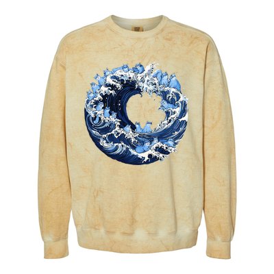 Cute Wave Of Blue Cats For Kamala Colorblast Crewneck Sweatshirt