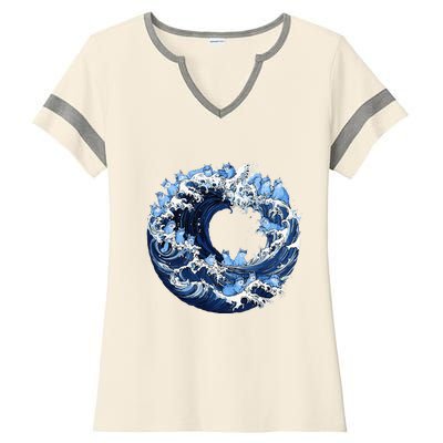 Cute Wave Of Blue Cats For Kamala Ladies Halftime Notch Neck Tee