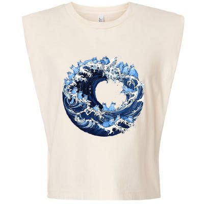 Cute Wave Of Blue Cats For Kamala Garment-Dyed Women's Muscle Tee