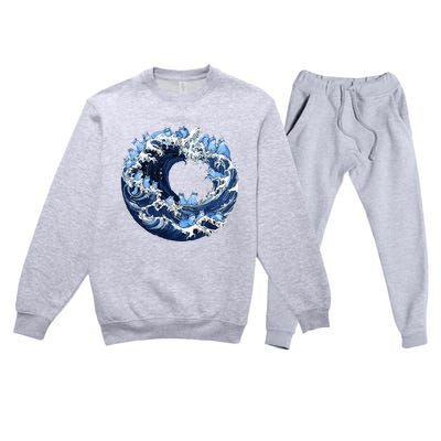 Cute Wave Of Blue Cats For Kamala Premium Crewneck Sweatsuit Set