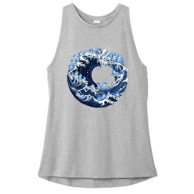 Cute Wave Of Blue Cats For Kamala Ladies PosiCharge Tri-Blend Wicking Tank