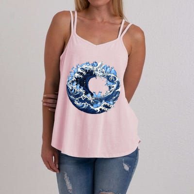 Cute Wave Of Blue Cats For Kamala Women's Strappy Tank