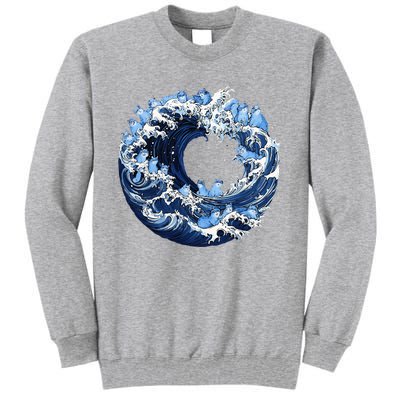 Cute Wave Of Blue Cats For Kamala Tall Sweatshirt