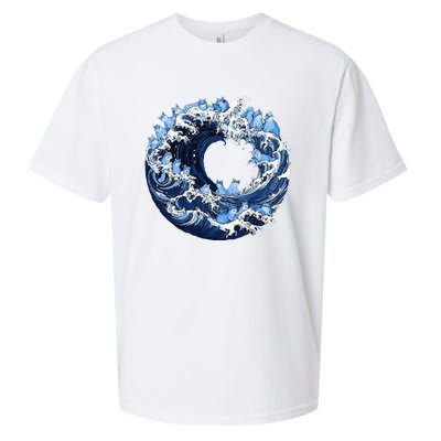 Cute Wave Of Blue Cats For Kamala Sueded Cloud Jersey T-Shirt