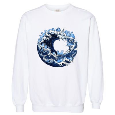 Cute Wave Of Blue Cats For Kamala Garment-Dyed Sweatshirt