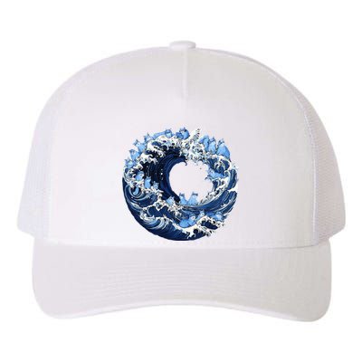 Cute Wave Of Blue Cats For Kamala Yupoong Adult 5-Panel Trucker Hat