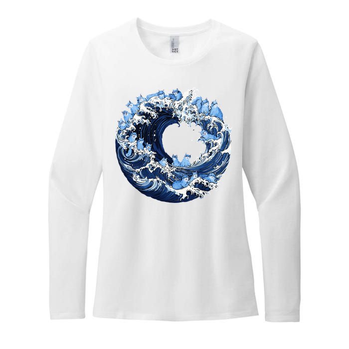 Cute Wave Of Blue Cats For Kamala Womens CVC Long Sleeve Shirt