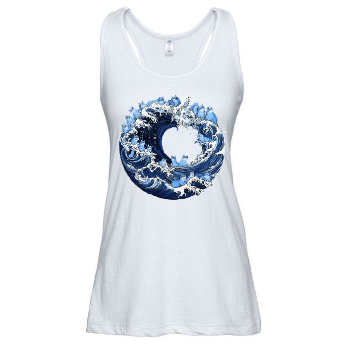 Cute Wave Of Blue Cats For Kamala Ladies Essential Flowy Tank