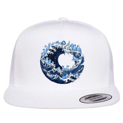 Cute Wave Of Blue Cats For Kamala Flat Bill Trucker Hat