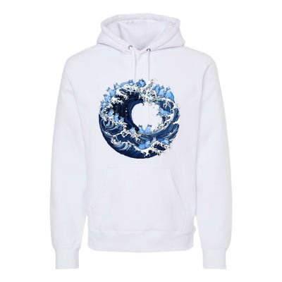 Cute Wave Of Blue Cats For Kamala Premium Hoodie