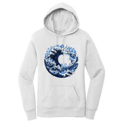 Cute Wave Of Blue Cats For Kamala Women's Pullover Hoodie