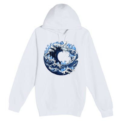 Cute Wave Of Blue Cats For Kamala Premium Pullover Hoodie