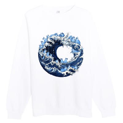 Cute Wave Of Blue Cats For Kamala Premium Crewneck Sweatshirt