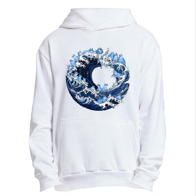 Cute Wave Of Blue Cats For Kamala Urban Pullover Hoodie