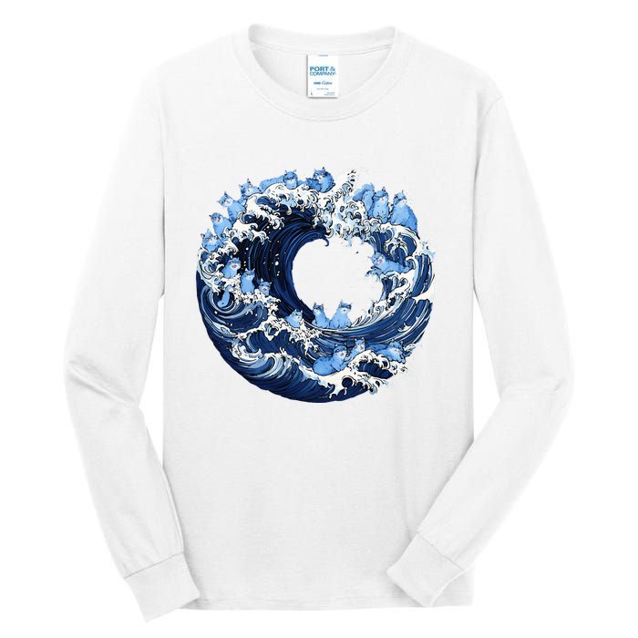 Cute Wave Of Blue Cats For Kamala Tall Long Sleeve T-Shirt