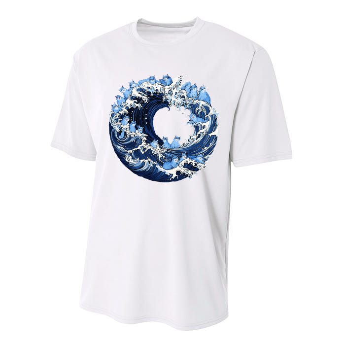 Cute Wave Of Blue Cats For Kamala Performance Sprint T-Shirt