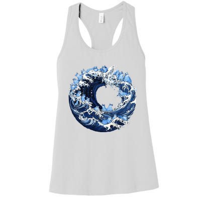 Cute Wave Of Blue Cats For Kamala Women's Racerback Tank