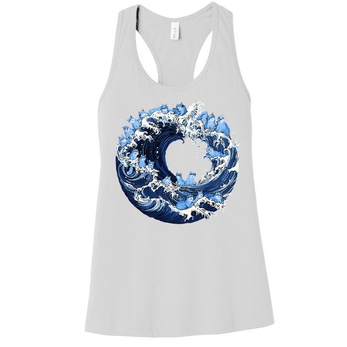 Cute Wave Of Blue Cats For Kamala Women's Racerback Tank