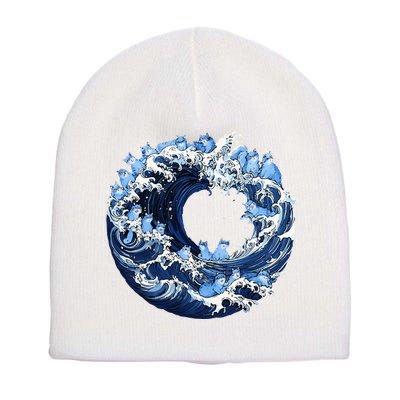 Cute Wave Of Blue Cats For Kamala Short Acrylic Beanie