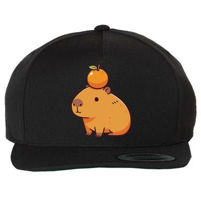 Capybara With Orange On The Head Capybara Wool Snapback Cap