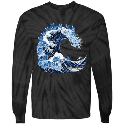 Cute Wave Of Blue Cats For Kamala Gift Tie-Dye Long Sleeve Shirt