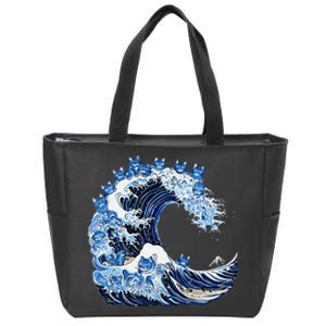 Cute Wave Of Blue Cats For Kamala Gift Zip Tote Bag