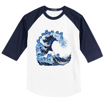 Cute Wave Of Blue Cats For Kamala Gift Baseball Sleeve Shirt