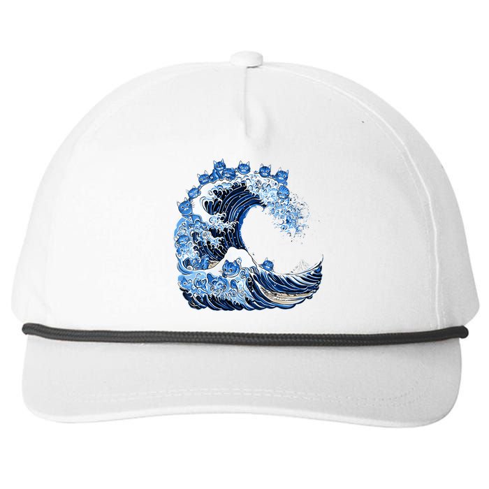 Cute Wave Of Blue Cats For Kamala Snapback Five-Panel Rope Hat