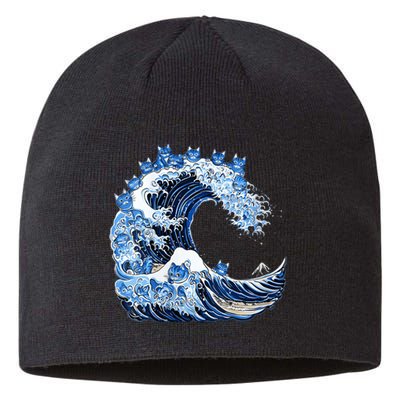 Cute Wave Of Blue Cats For Kamala Sustainable Beanie