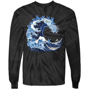 Cute Wave Of Blue Cats For Kamala Tie-Dye Long Sleeve Shirt