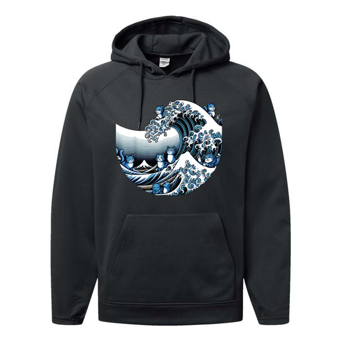 Cute Wave Of Blue Cats For Kamala Funny Performance Fleece Hoodie