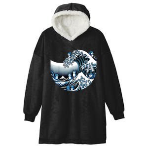 Cute Wave Of Blue Cats For Kamala Funny Hooded Wearable Blanket