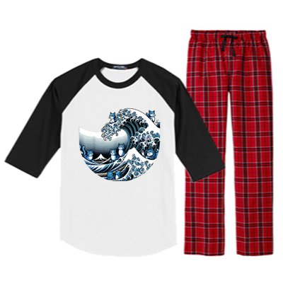 Cute Wave Of Blue Cats For Kamala Funny Raglan Sleeve Pajama Set