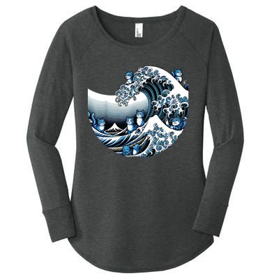 Cute Wave Of Blue Cats For Kamala Funny Women's Perfect Tri Tunic Long Sleeve Shirt