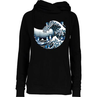 Cute Wave Of Blue Cats For Kamala Funny Womens Funnel Neck Pullover Hood