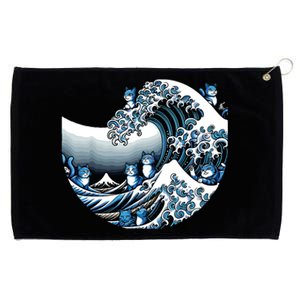 Cute Wave Of Blue Cats For Kamala Funny Grommeted Golf Towel