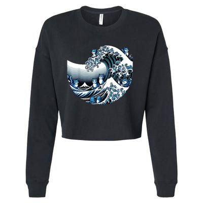 Cute Wave Of Blue Cats For Kamala Funny Cropped Pullover Crew