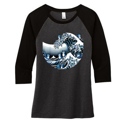 Cute Wave Of Blue Cats For Kamala Funny Women's Tri-Blend 3/4-Sleeve Raglan Shirt