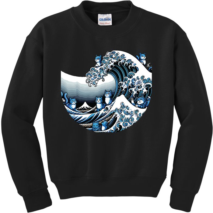 Cute Wave Of Blue Cats For Kamala Funny Kids Sweatshirt