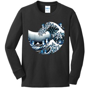 Cute Wave Of Blue Cats For Kamala Funny Kids Long Sleeve Shirt