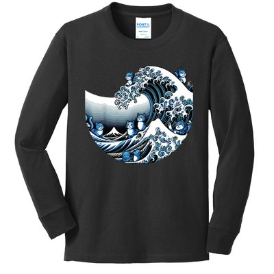 Cute Wave Of Blue Cats For Kamala Funny Kids Long Sleeve Shirt