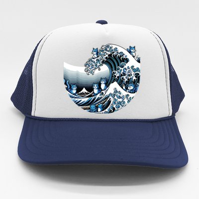 Cute Wave Of Blue Cats For Kamala Funny Trucker Hat