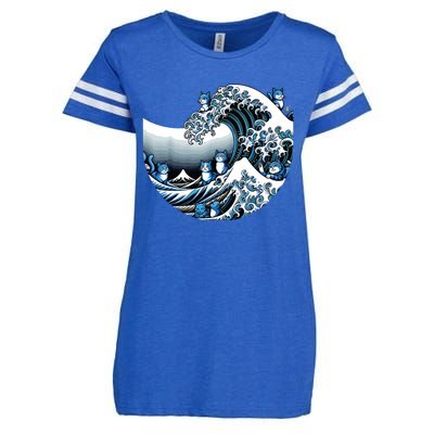 Cute Wave Of Blue Cats For Kamala Funny Enza Ladies Jersey Football T-Shirt