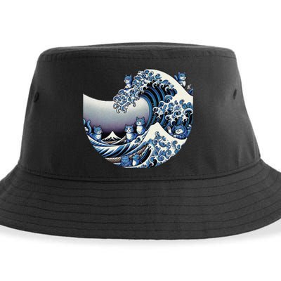 Cute Wave Of Blue Cats For Kamala Funny Gift Sustainable Bucket Hat