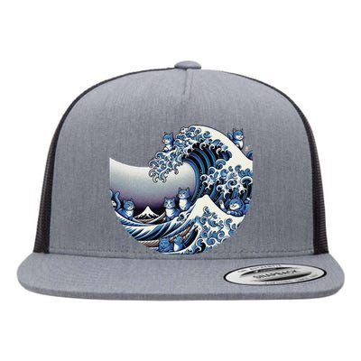 Cute Wave Of Blue Cats For Kamala Funny Gift Flat Bill Trucker Hat