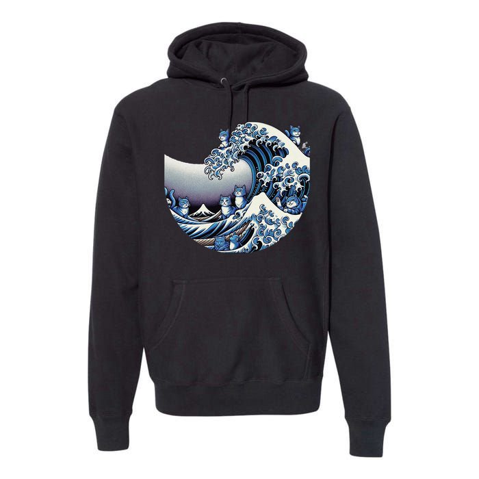 Cute Wave Of Blue Cats For Kamala Funny Gift Premium Hoodie