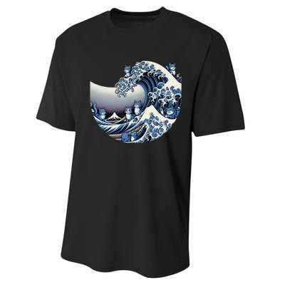 Cute Wave Of Blue Cats For Kamala Funny Gift Performance Sprint T-Shirt