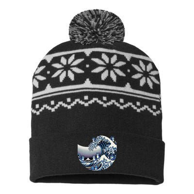 Cute Wave Of Blue Cats For Kamala Funny Gift USA-Made Snowflake Beanie