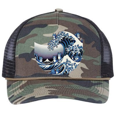 Cute Wave Of Blue Cats For Kamala Funny Gift Retro Rope Trucker Hat Cap