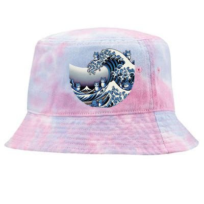 Cute Wave Of Blue Cats For Kamala Funny Gift Tie-Dyed Bucket Hat